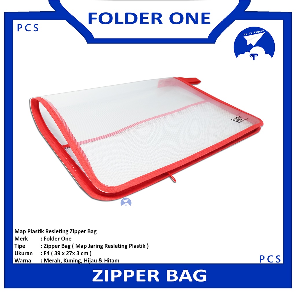 

FOLDER ONE - Zipper Bag File Folder Map Resleting - Pcs