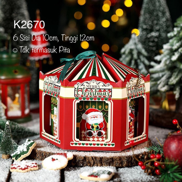 

(5pcs) Kotak Natal 3d Premium K2670 dus Cookies Nastar Cute Carousel Christmas Box K26