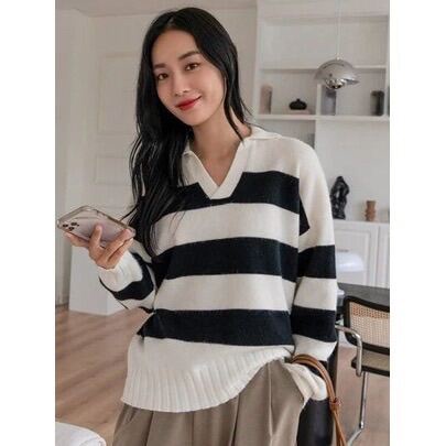 Sweater Rajut Oversize Atasan Knitted Fuji Outer Rajut Trendy-7