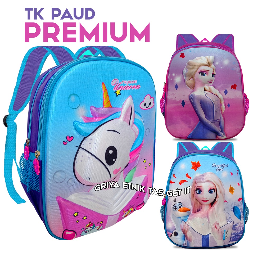 TAS PREMIUM Tas Sekolah Anak Perempuan TK PAUD Terbaru Tas Gendong Cewek Mini Karakter Frozen Unicor