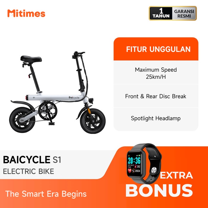 Baicycle S1 Electric Bike 12inch Foldable Electric Sepeda Listrikk - Pkt Gocar