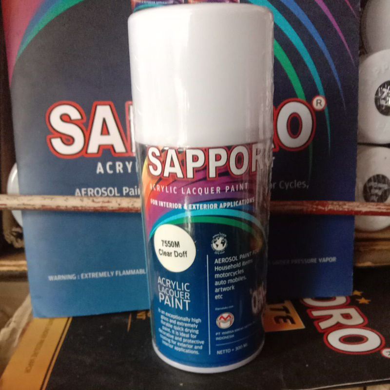 Saporo SAPPORO 7550M Clear Doff 300ml Pernis Dof Dop Cat Semprot Spray Paint Motor Pilok Pilox Aeros