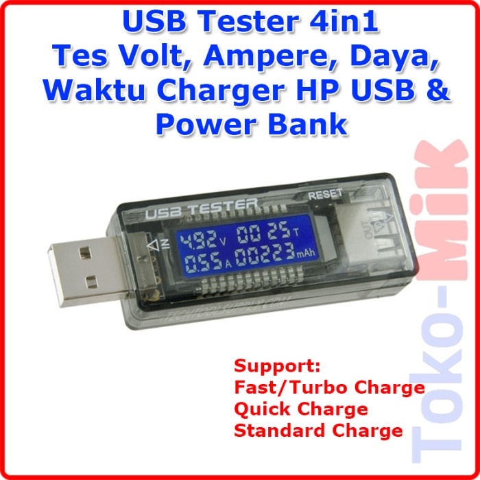 4in1 USB Tester Doctor Volt Amper Daya Waktu Charger HP USB Power Bank GT27