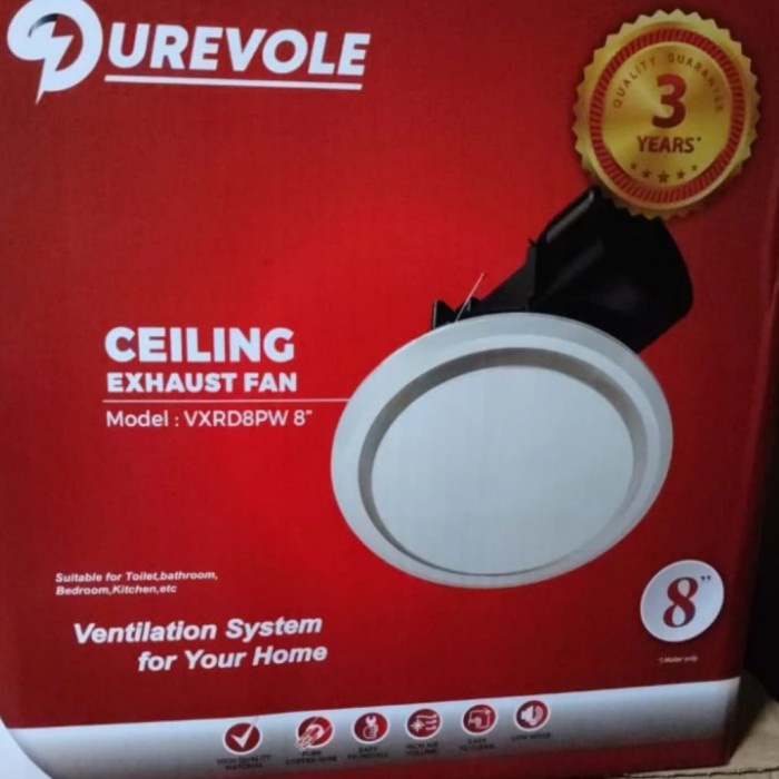 Eurofan Ceiling Plafon Exhaust Fan VXRD8PW 8 inch Durevole