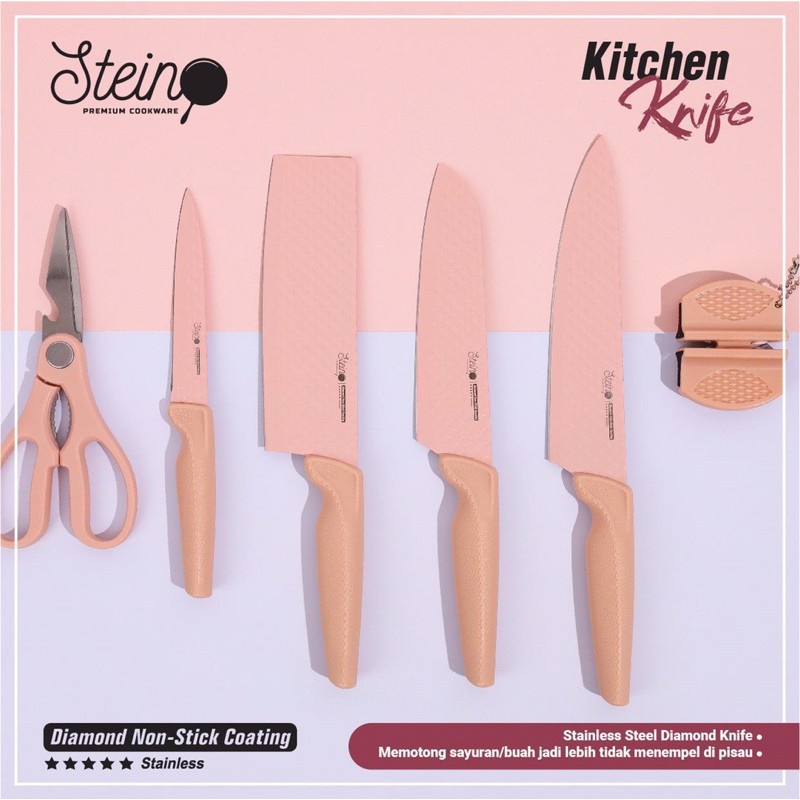 Steincookware Pisau Diamond Knives Set 6 in 1 Pisau Dapur Set Asli