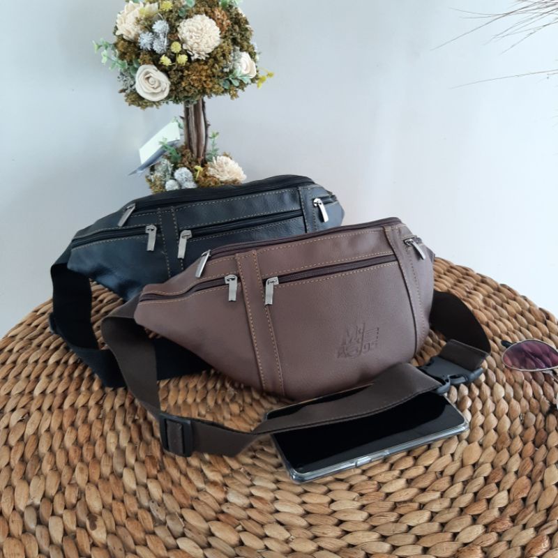 Waistbag Kulit Sapi Asli motif