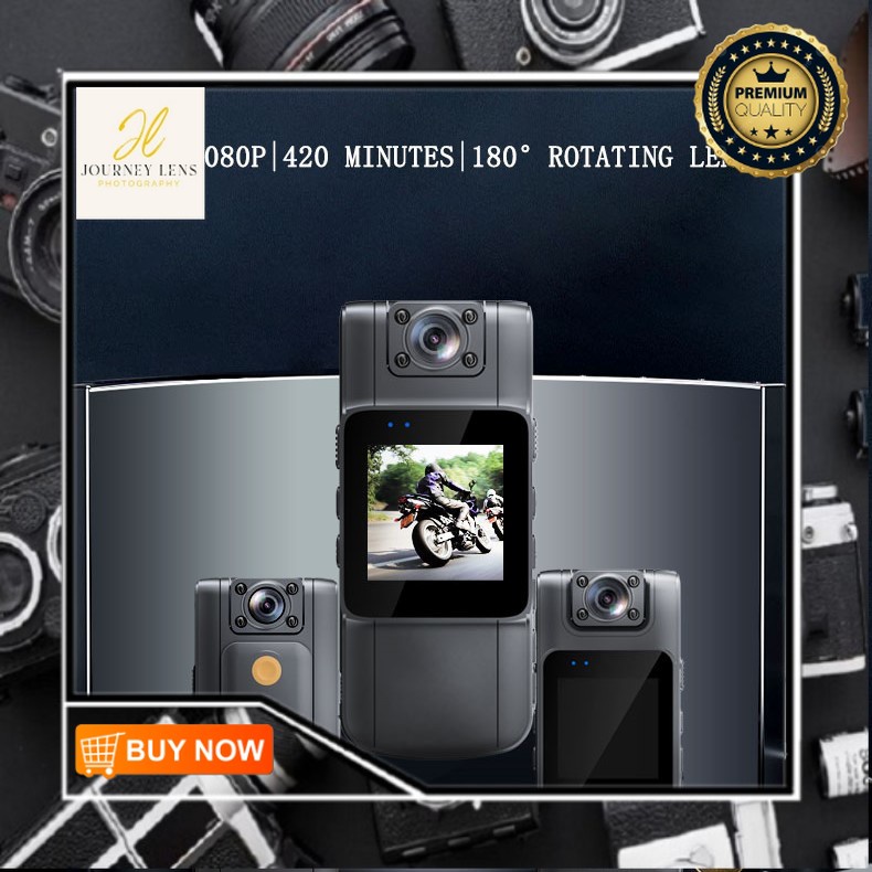 Akseoris Kamera JOZUZE Body Cam Mini Camera Full HD 1080P Rotating Lens 1000mAh - L11 - Black Termur