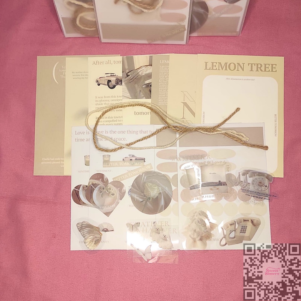 

Paket Starter Kit Journaling Cream Theme DIY Scrapbook Perlengkapan Pemula untuk Bullet Jurnal Murah