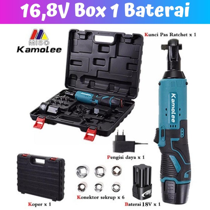 Kamolee-RATCHET WRENCH 18 Volt/12 Volt-Kunci Pas Elektrik-Kunci Sok
