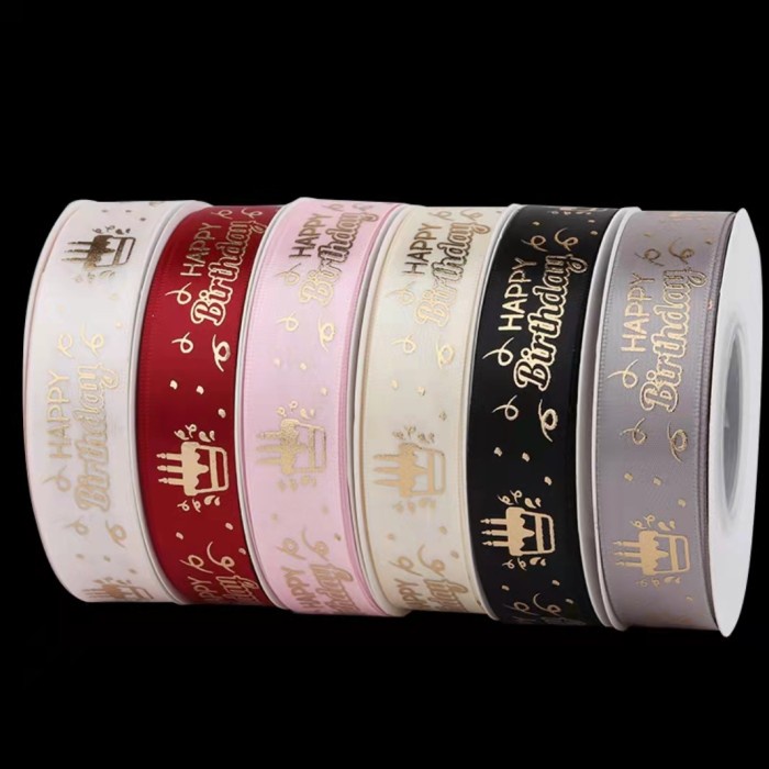 

1 Roll Pita Satin Happy Birthday Cake 1,9cm - Pita Kotak Kue PS018 - Pink Muda