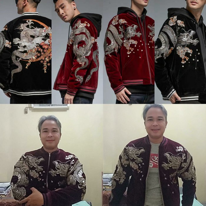 [MRN25] SUKAJAN VELVET DRAGON /PHOENIX /TIGER FULLY EMBROIDERY