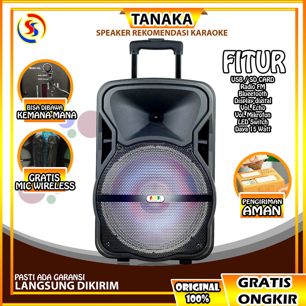 PROMO TERLARIS SPEAKER TANAKA 12 IN INCHI. SPEAKER BLUETOOTH. SPEAKER KARAOKE. SALON KOPER