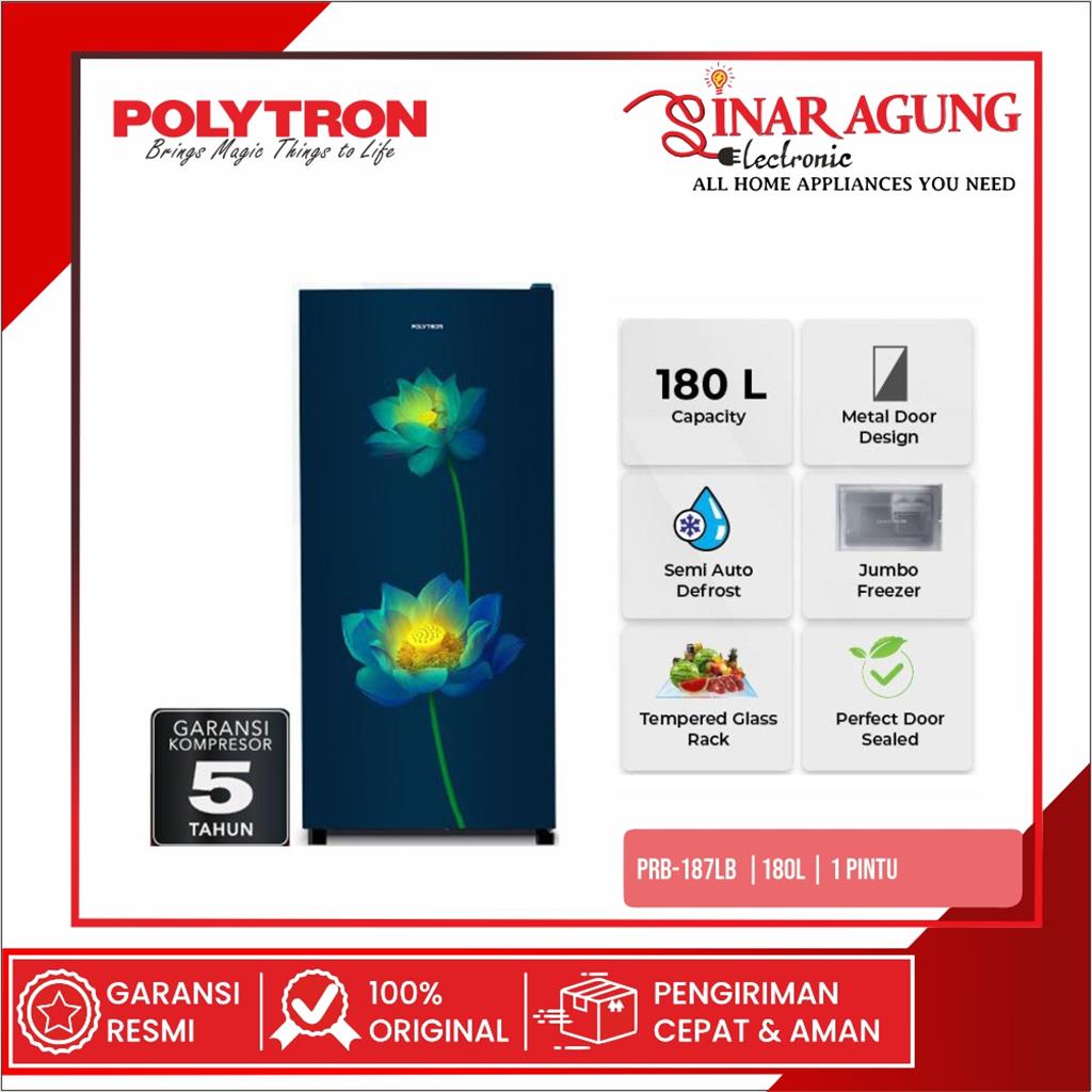 [COD] KULKAS / LEMARI ES POLYTRON PRB187LB / PRB-187LB / PRB187 (1 PINTU / 180 LITER) GARANSI RESMI