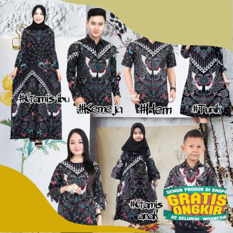 BAJU BATIK COUPLE KELUARGA AYAH IBU ANAK PASANGAN SUAMI ISTRI ATASAN KEMEJA BLUS TUNIK SANIA RUFFLE 