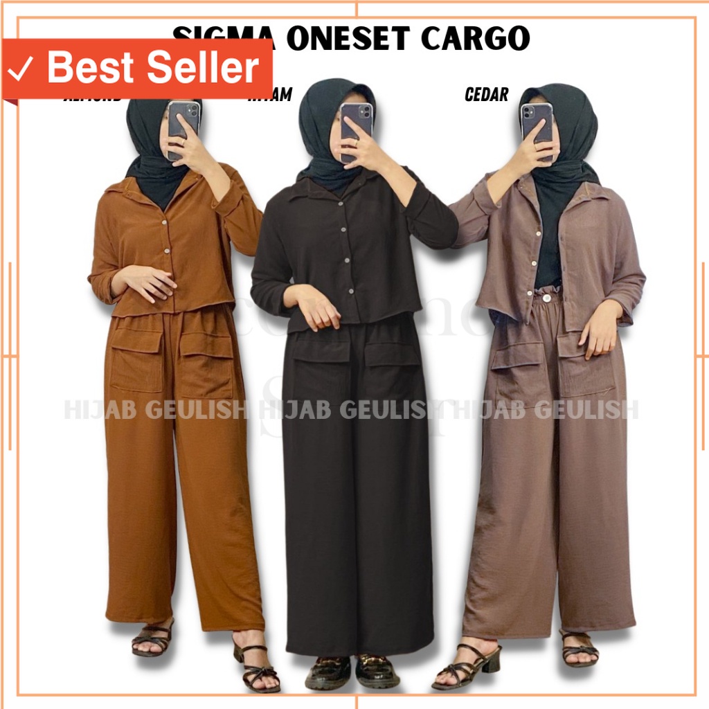 Setelan Pakaian Wanita Murah Branded PRemium - SIGMA ONE SET CARGO / ONE SET CARGO