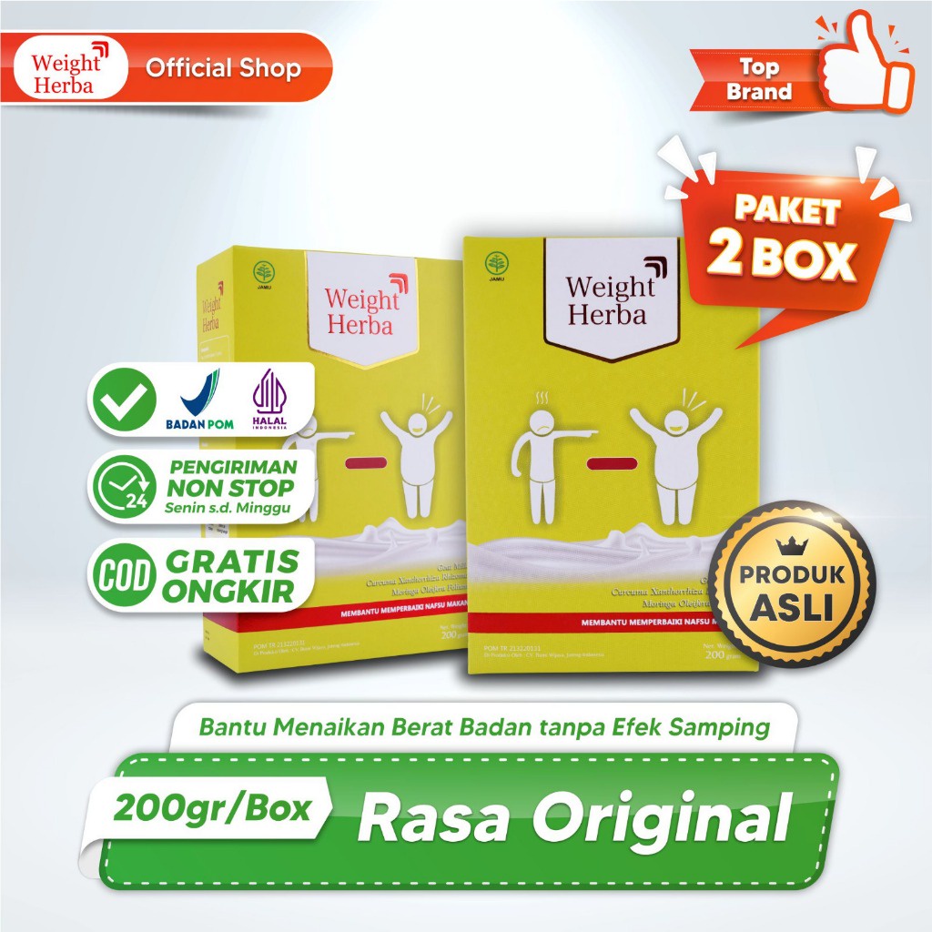 

Weight Herba - Paket Nafsu Makan 2 Box Penggemuk Badan dan Penambah Nafsu Makan Tanpa Efek Samping 100% Original