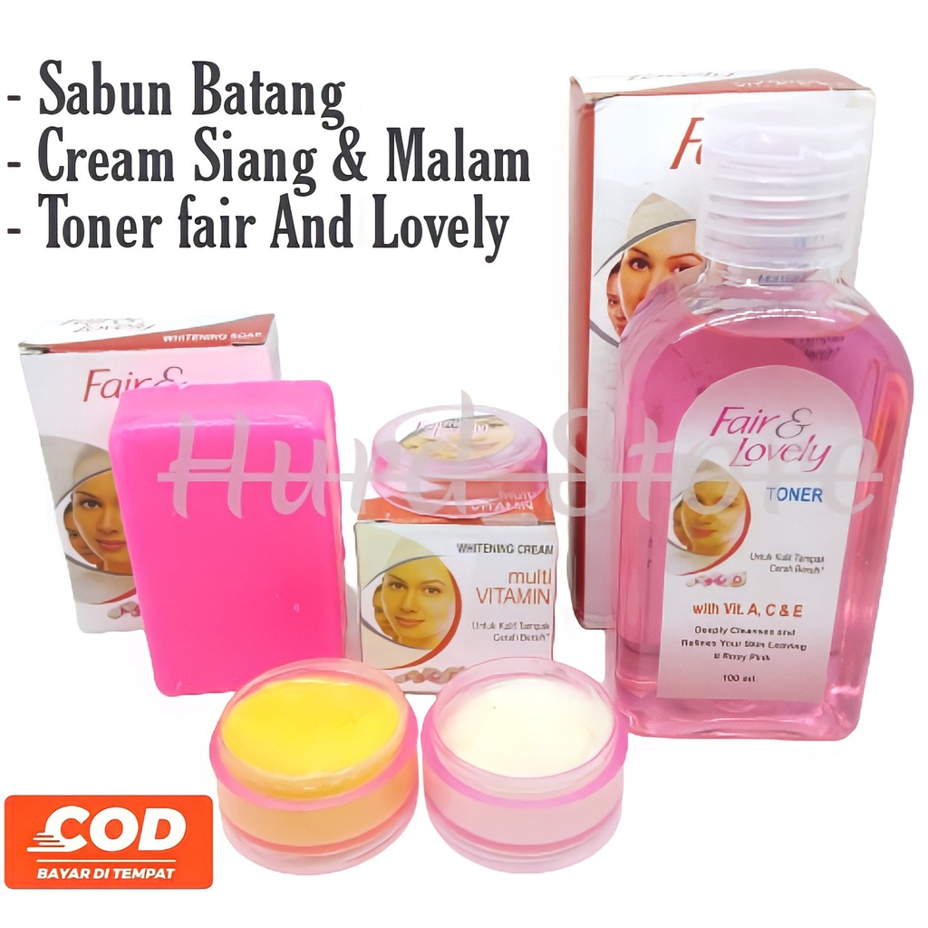 HM Paket 3in1 Fair And Lovely Paket Glowing Asli - Sabun Batang - Toner Fair And Lovely - Cream Sian