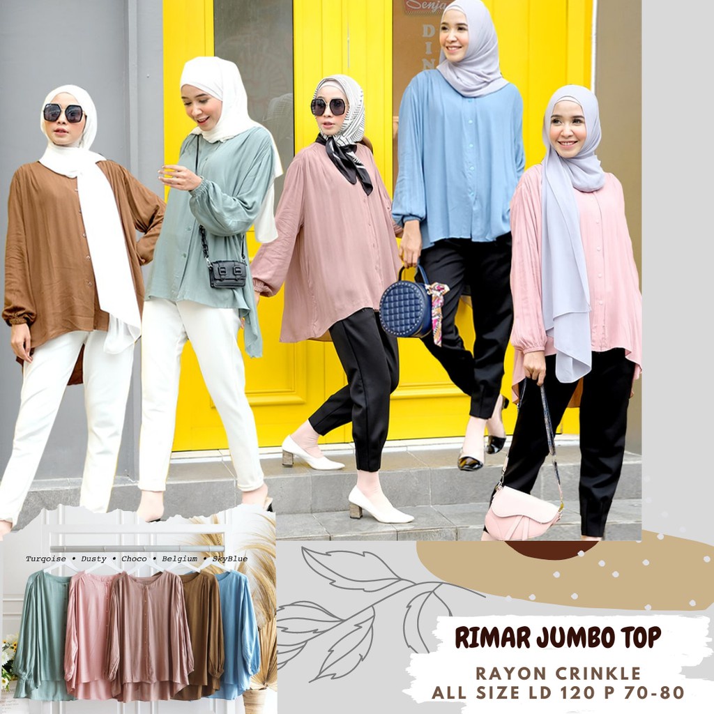 RIMAR CRINKLE JUMBO TOP/ATASAN RAYON JUMBO LD 120/KEMEJA RAYON CRINKLE ALL SIZE/ATASAN RAYON TERBARU