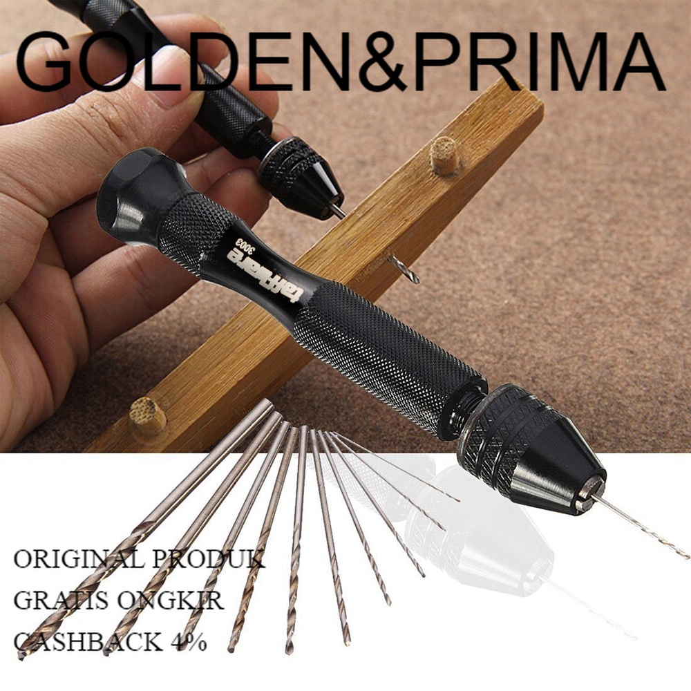 [GROSIR] Bor Mini Manual Bor Tangan Portable Bor Tangan Manual HSS Twist Drills dengan 10 Mata Bor -
