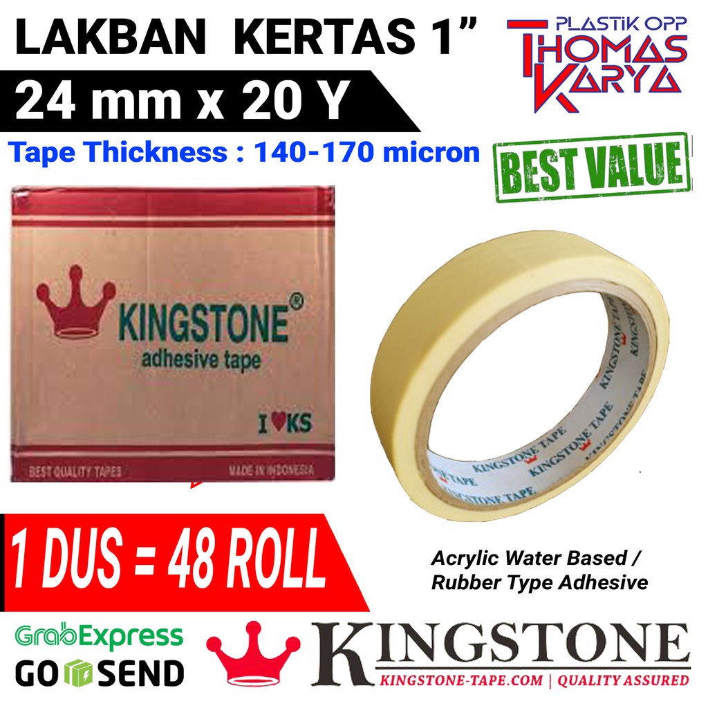 

BUNDLE 48 ROLL Lakban Kertas 1 Inch 1 Dus / Masking Tape 24mm x 20 Yard