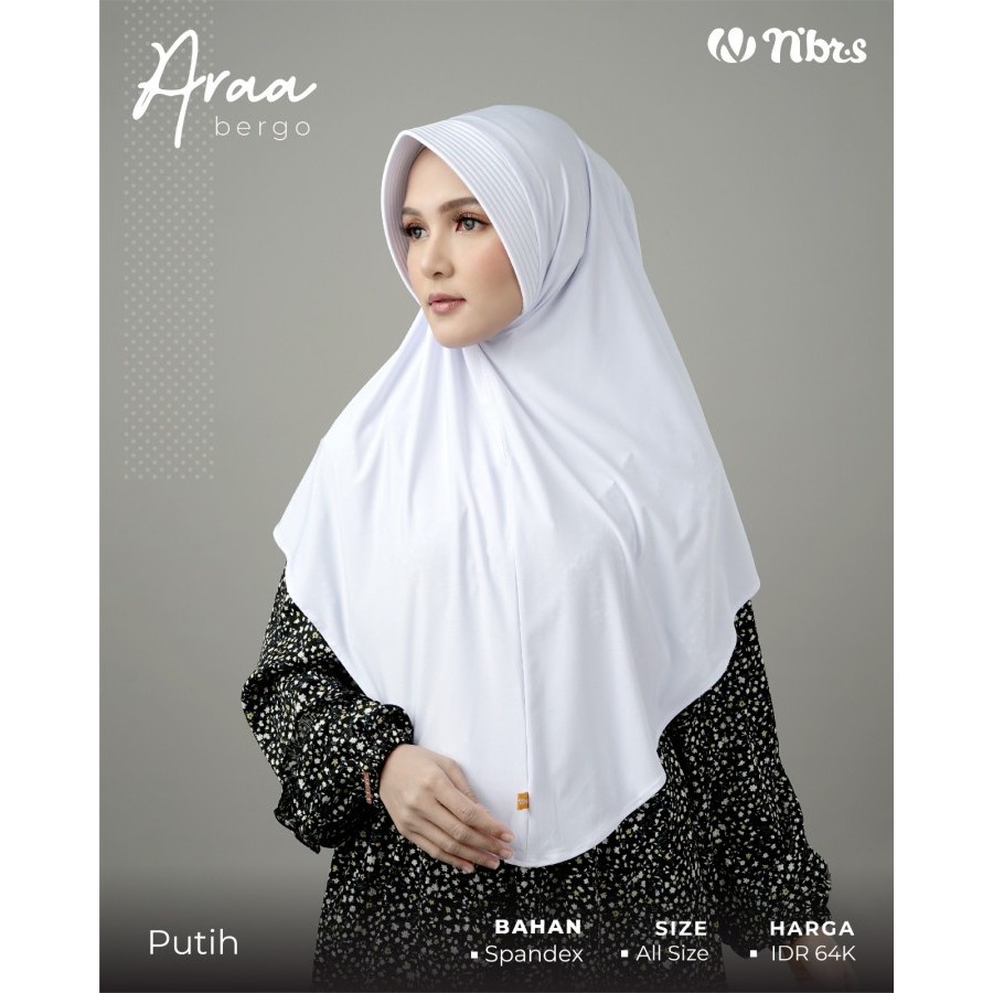 Jilbab Nibras Hijab Instan Aara Bergo Bahan Spandex 75 x 85 cm