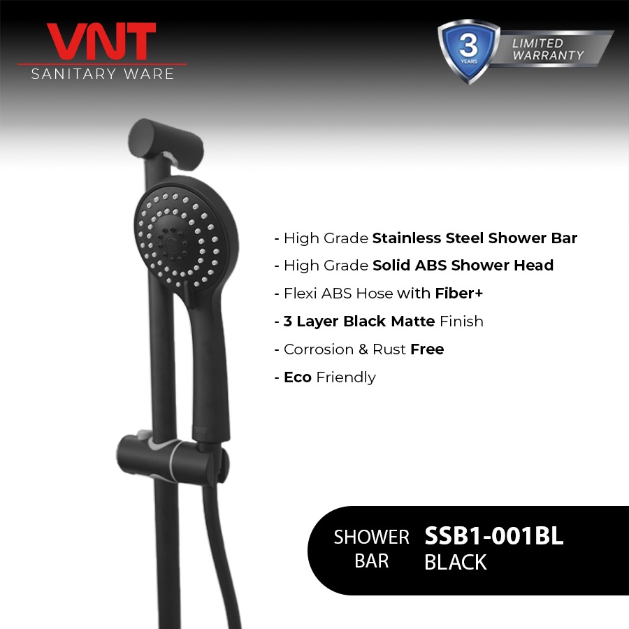 Shower Set Tiang Kamar Mandi Hand Sower Kepala VNT SSB1-001BL Black