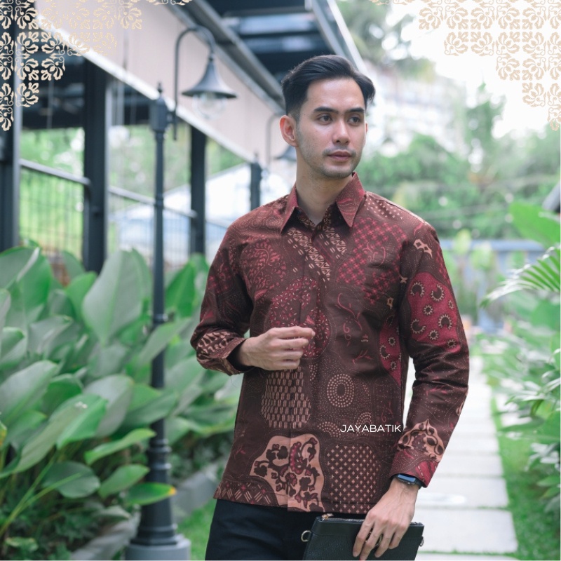 Batik Premium Pria Lengan Panjang Modern Atasan Kemeja Baju Batik Pria Cowok Laki Laki Lengan Panjan