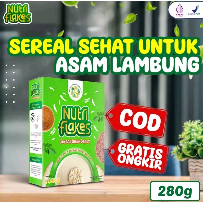 

ORIGINAL NUTRIFLAKES SEREAL SEHAT UNTUK LAMBUNG GERD MAAG PENCERNAAN UMBI GARUT DAUN KELOR PHYSILIUM HUSK UNT