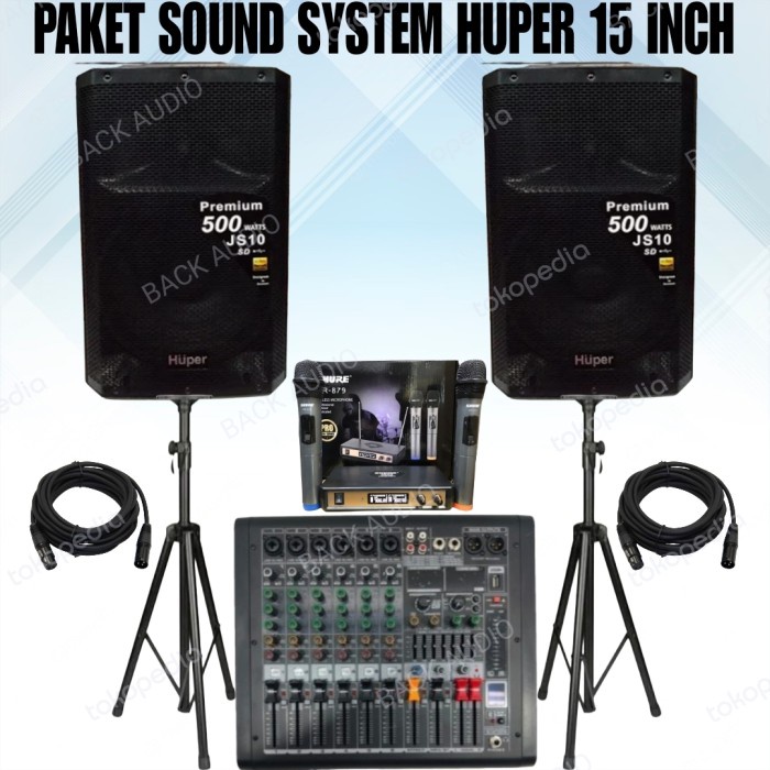 DISTRIBUTOR PAKET SOUND SYSTEM HUPER 15 INCH JS10 PAKET KARAOKE 6 CHANNEL FULL SET