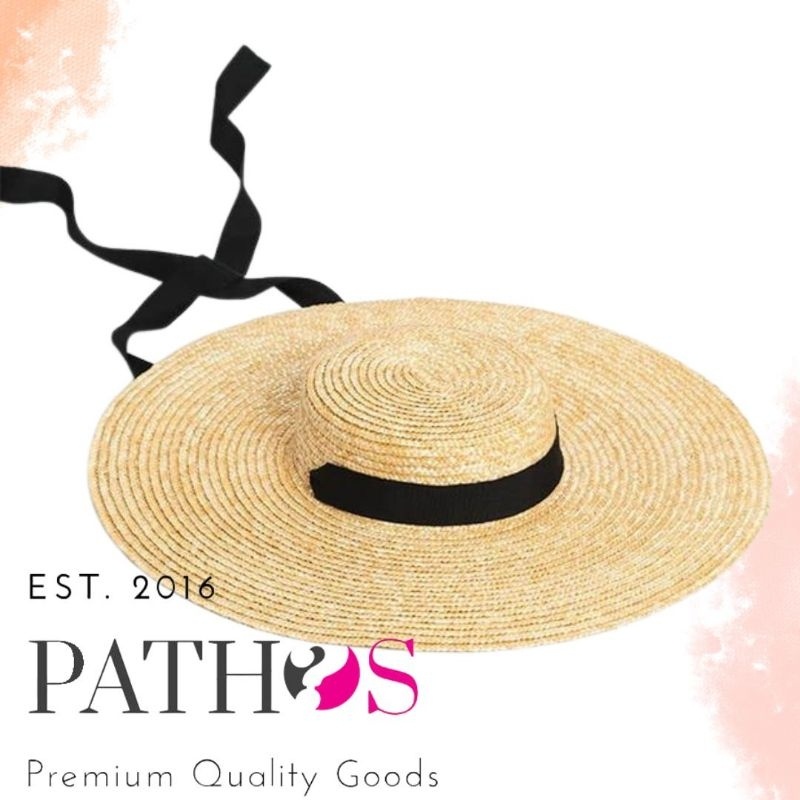 Topi Pantai Jerami Premium Anyam Rotan Wanita