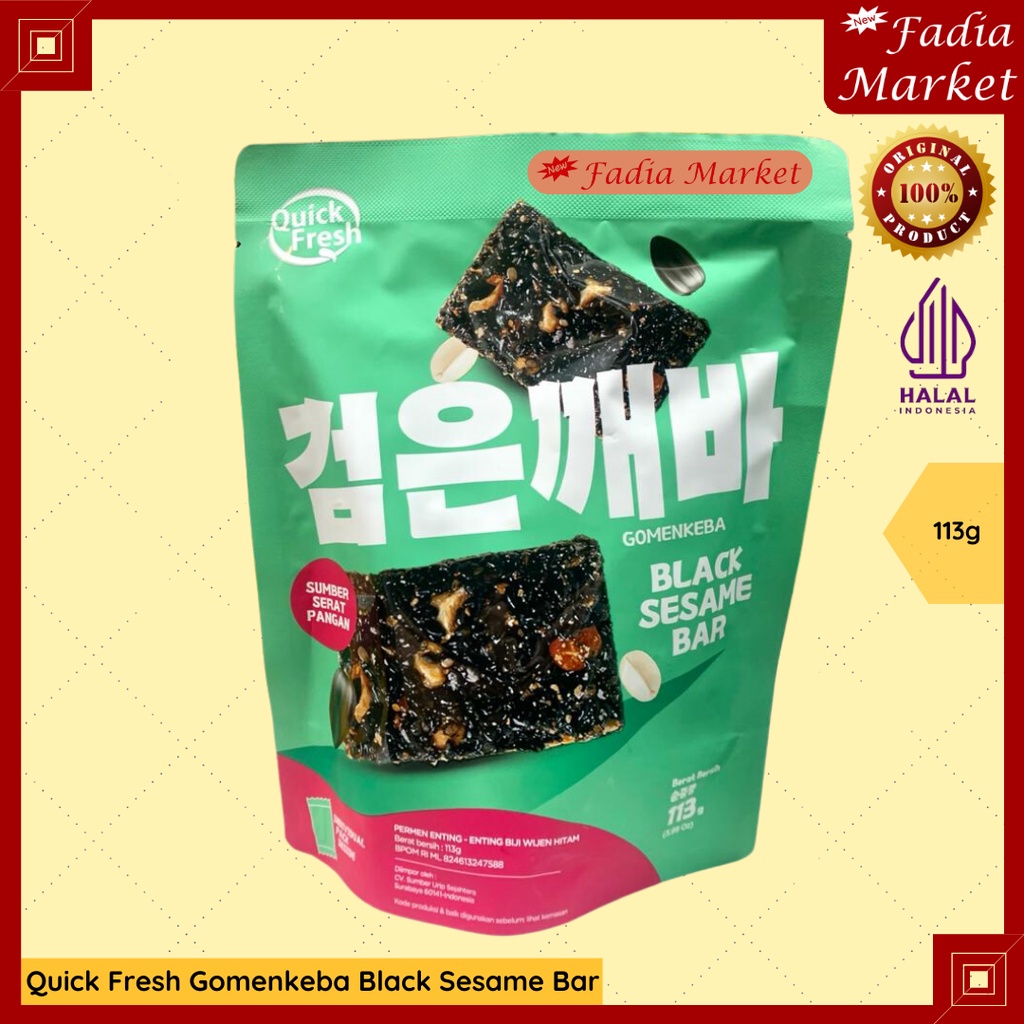 

Quick Fresh Gomenkeba Black Sesame Bar Permen Ting Enteng Kacang Biji Wijen Hitam 113g