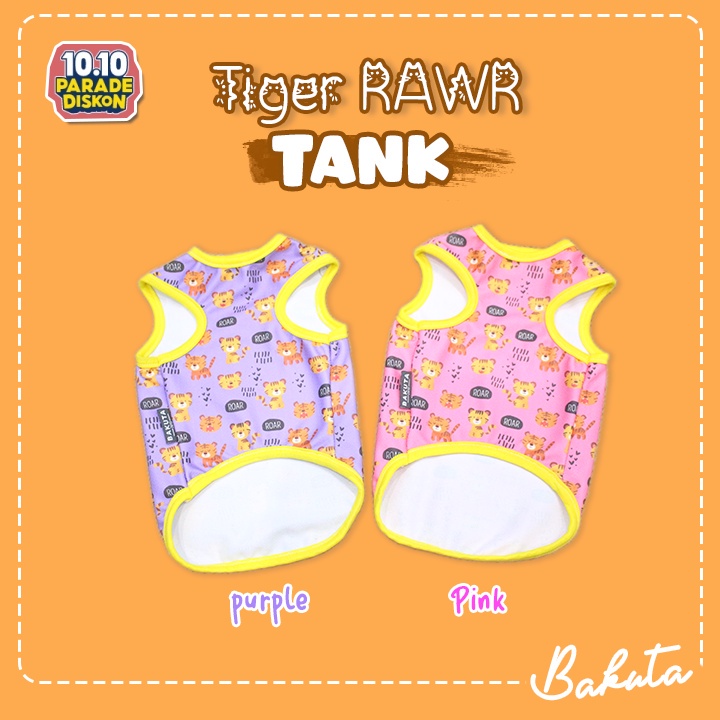 Baju Kucing Model Kaos Motif Tank Tiger Rawr Warna Warni | Tiger Rawr Tank Bakuta