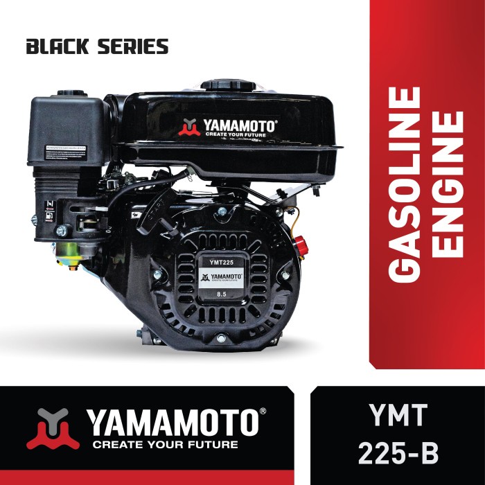 Mesin Bensin YAMAMOTO Gasoline Engine Black Series 8 HP YMT 225-B Putaran Lambat