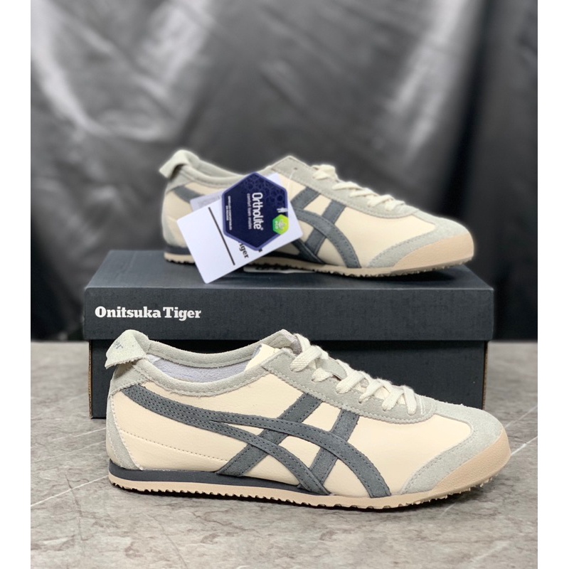 Sepatu Onitsuka Mexico 66 Bludru Cream Grey