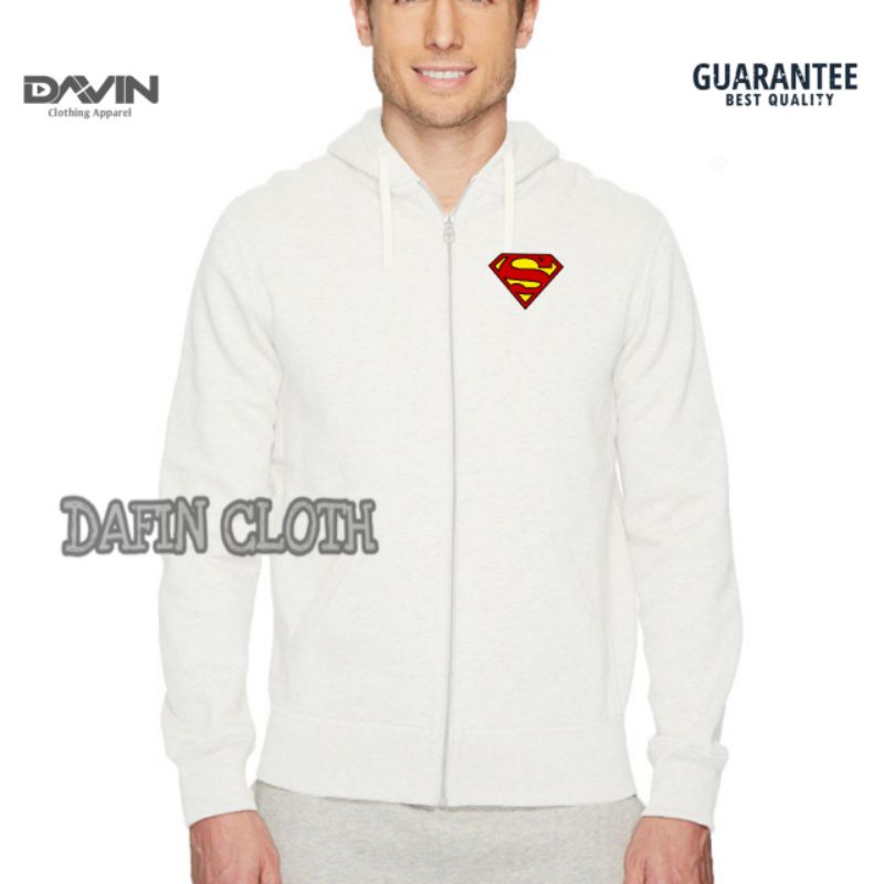 Jaket Hoodie Zipper Pria Supermen Logos