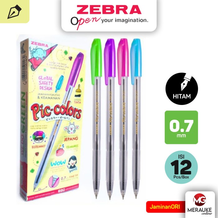 

Ballpoint PICCOLORS 0.7 (1 Box isi 12 Pcs) - Hitam