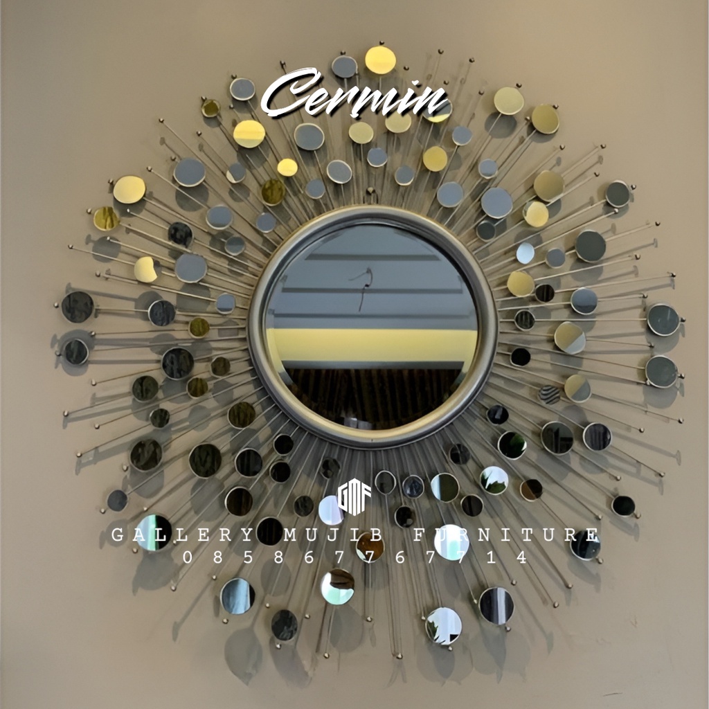 pigura cermin motif matahari , hiasan dinding , mirror