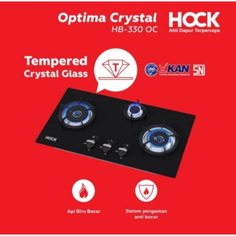 Kompor Tanam Hock HB330OC Optima Crystal Kompor Tanam 3 Tungku