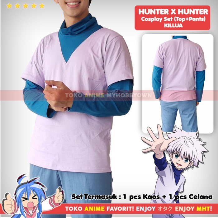 Kostum Anime Set Kaos Celana Hunter X Hunter Killua Zoldyck Cosplay - XL
