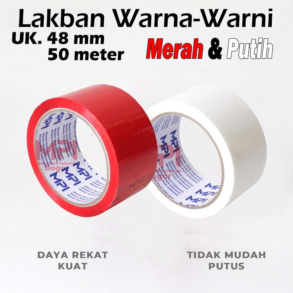 

Lakban MPI Warna Merah & Warna Putih 48 mm x 50 Meter / Lakban Warna Warni MPI