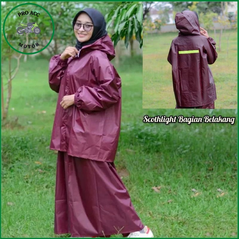 Jas hujan mantel hujan model Rok wanita Premium Anti Rembes Tahan air