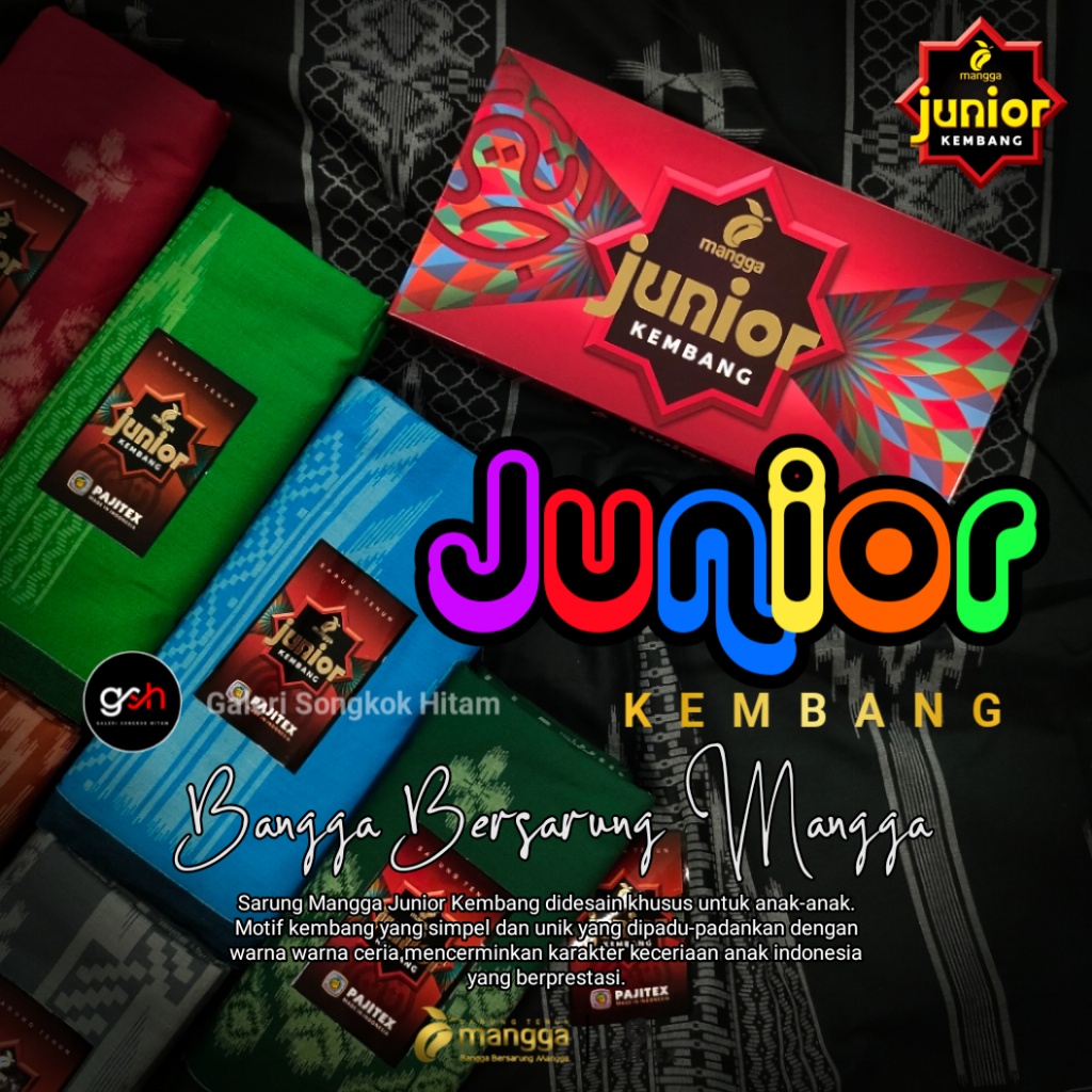 Sarung Mangga Junior Motif Kembang Sarung Anak Laki Laki Hitam Kembang
