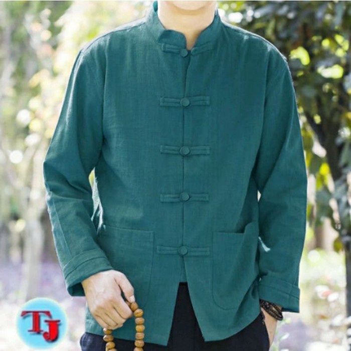 BAJU KOKO CINA KUNGFU IPMAN PRIA DEWASA POLOS KEKINIAN LENGAN PANJANG - Tosca, M