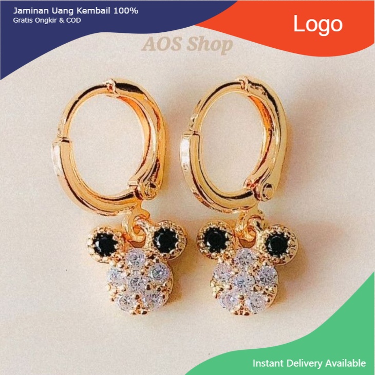 Anting Anak Micki Black Zirconia Gold