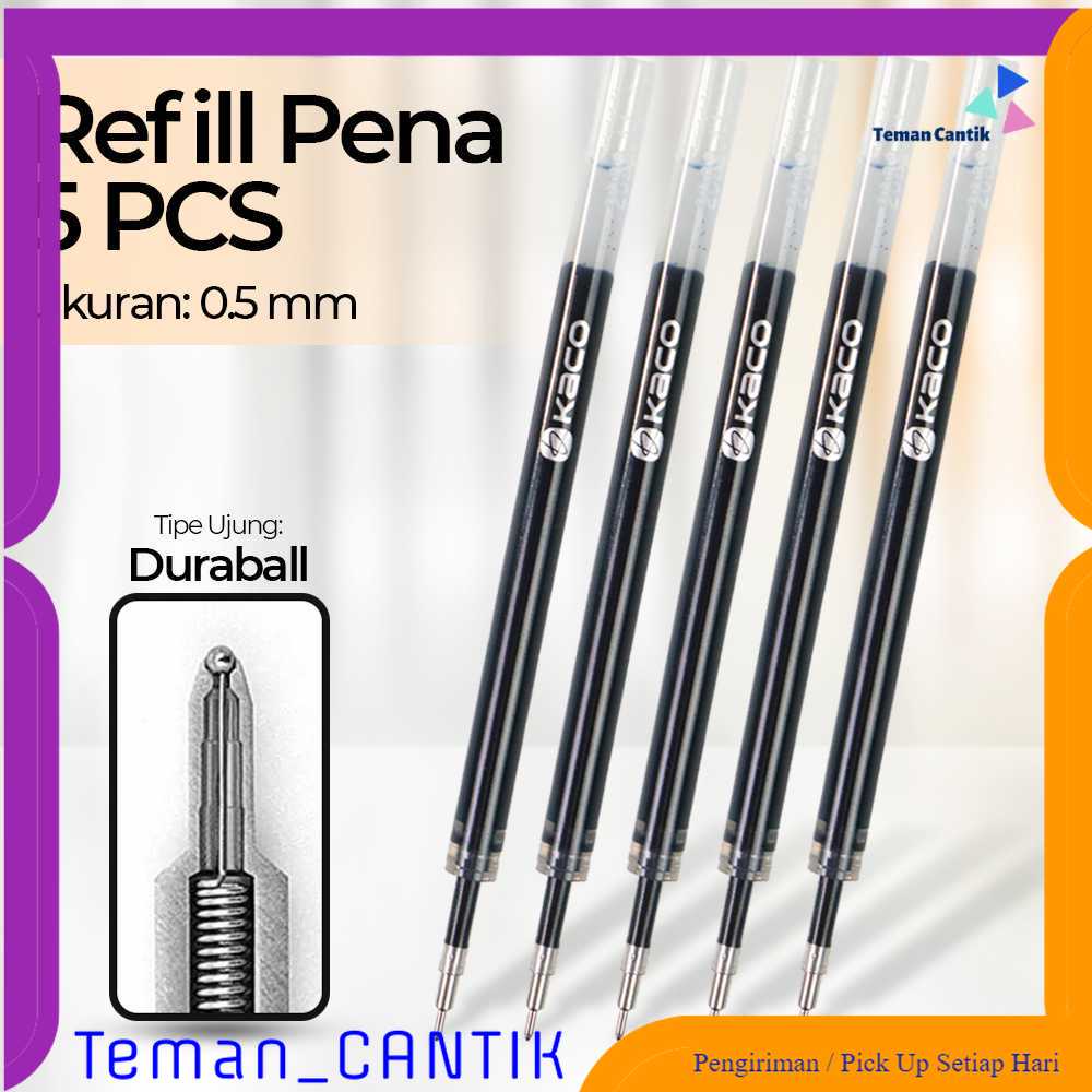 

TC - ATK Kaco Isi Refill Pena Pulpen Gel 0.5mm Tinta Hitam 5PCS for KACO Turbo - K1618