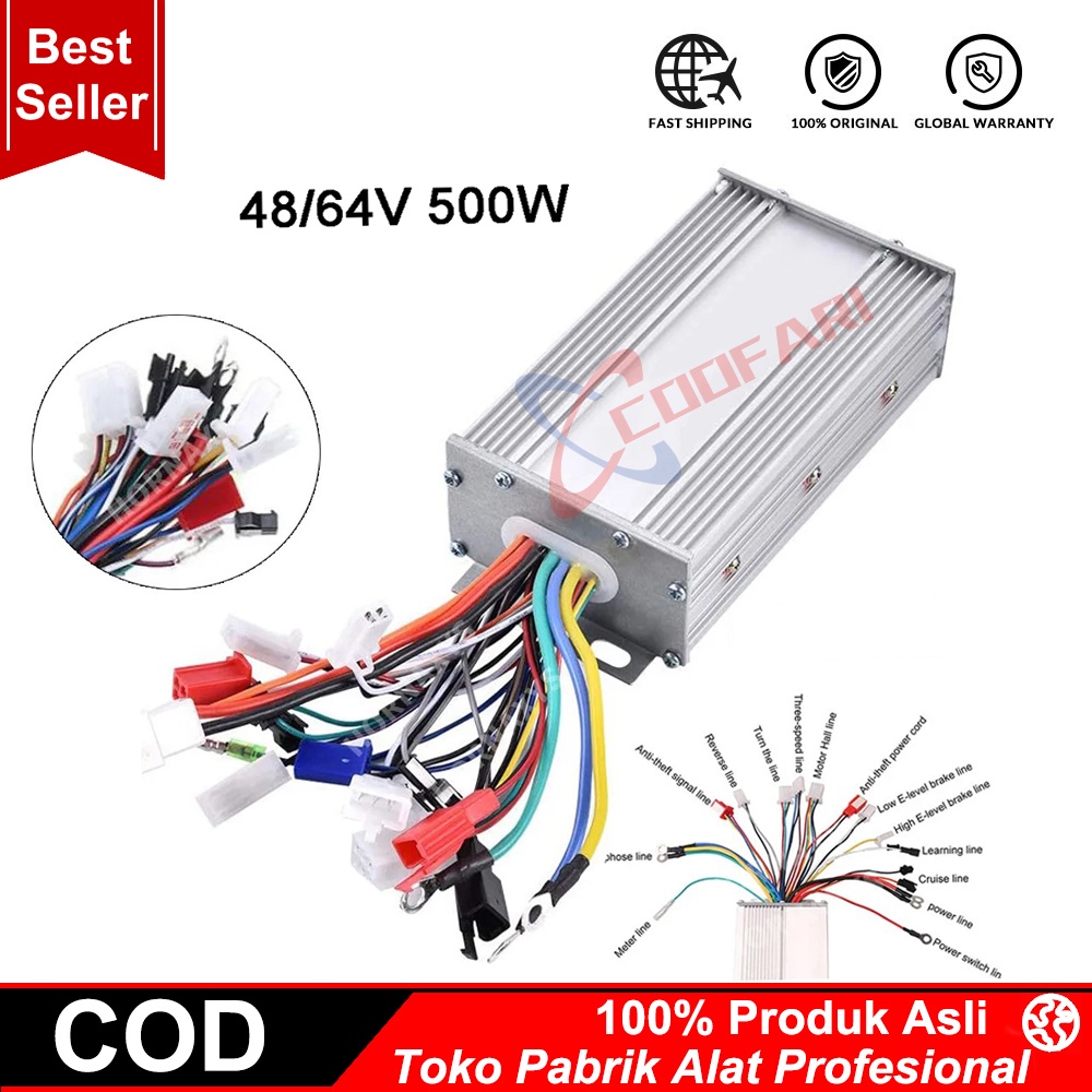 Controller Motor Brushless DC 48/64V 500W DC Untuk Sepeda Elektrik