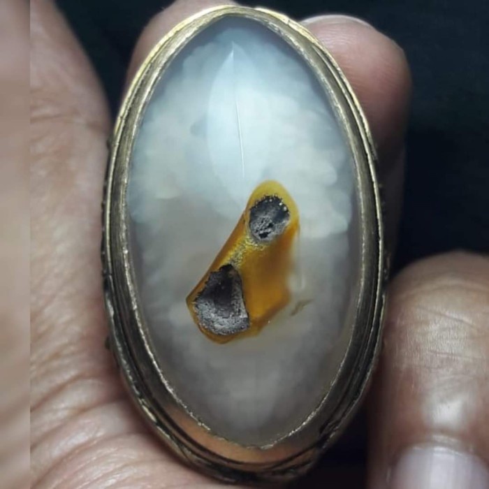 Cincin Batu Akik Pandan Semu Nanas Kapas Sutra Merah Lumut Oli Antik89