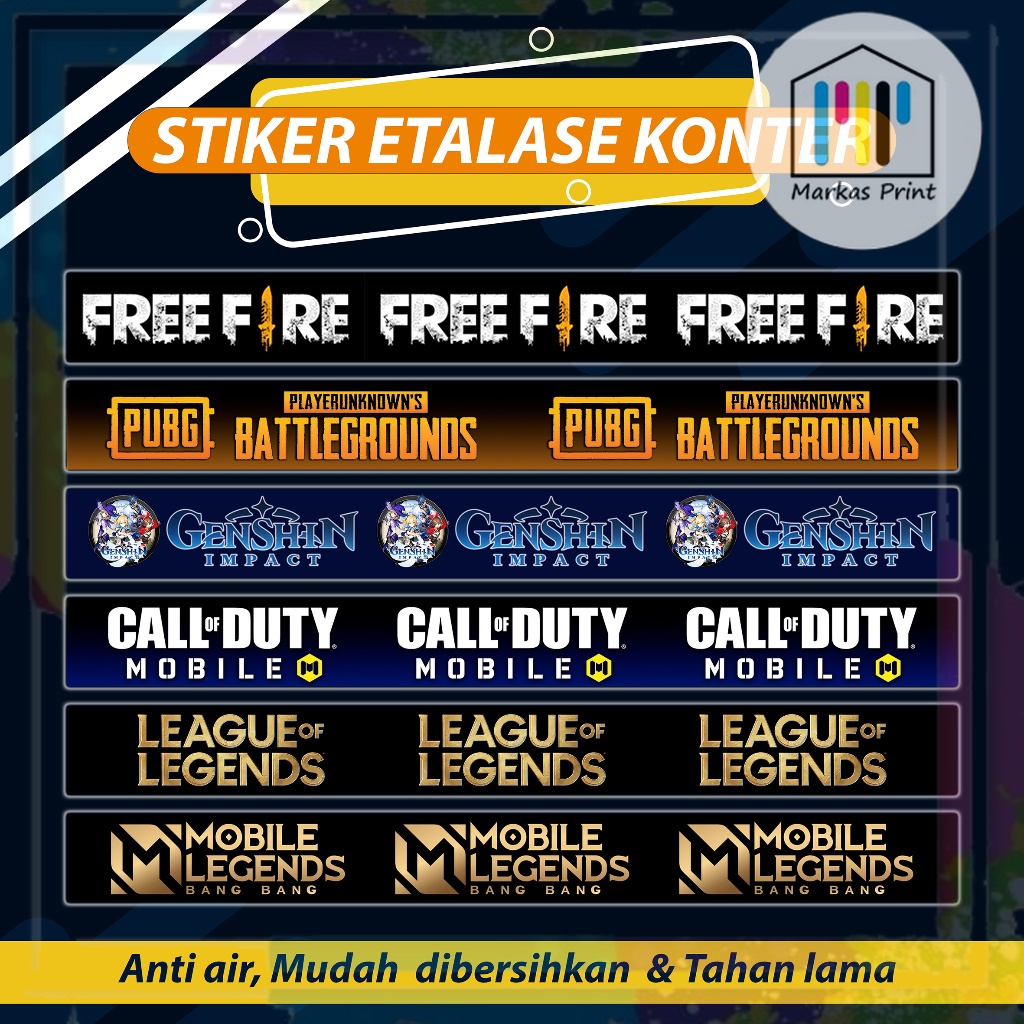 STIKER GAMES | STIKER ETALASE KONTER | STIKER KONTER PULSA