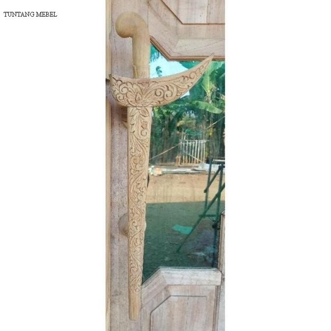 Free ongkir  GAGANG PINTU GAGANG PINTU KAYU MODEL KERIS UKIR | HANDLE PINTU KAYU | - putihan Kanan, 