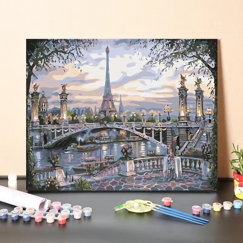 

paint by number 40x30 With Frame Coloring Painting Landscape Castle Numbers Painting Stress Relief Living Room Decoration Painting 30*40CM/394